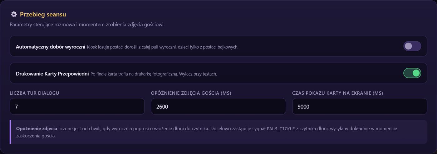 Ustawienia przebiegu seansu