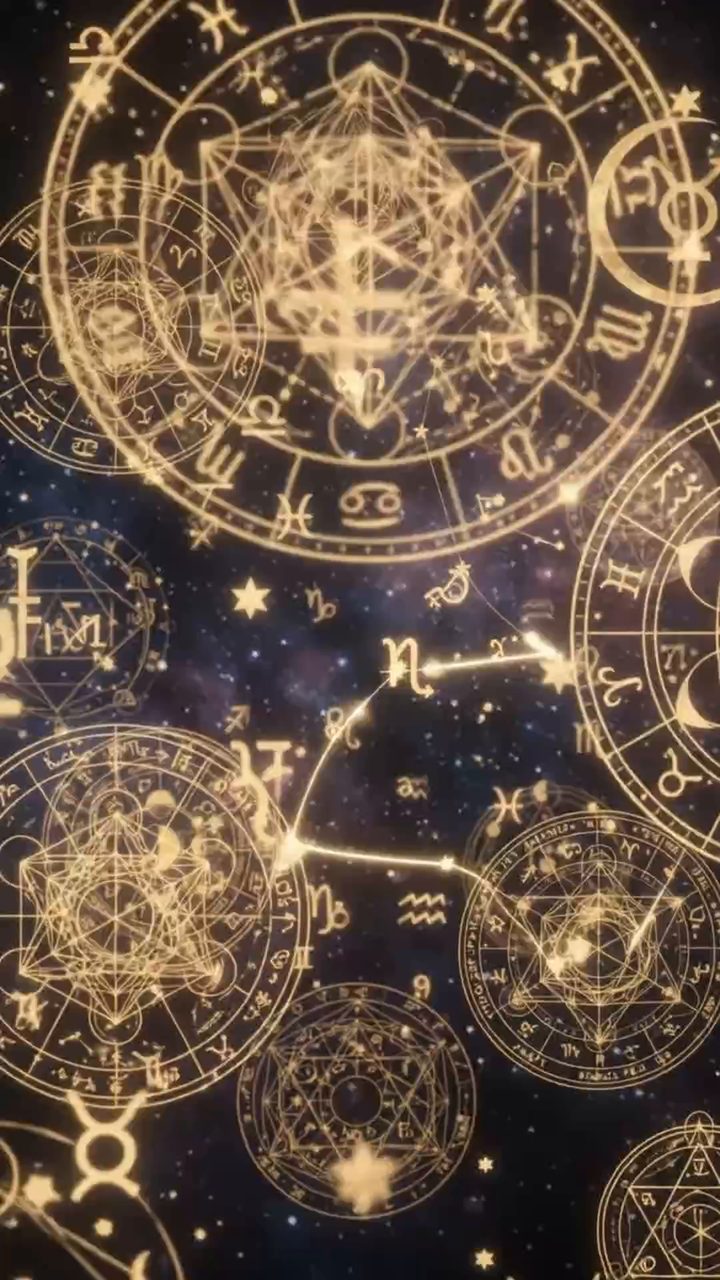 Animacja czuwania ze złotymi symbolami zodiaku